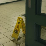 Inside wet floor corridor