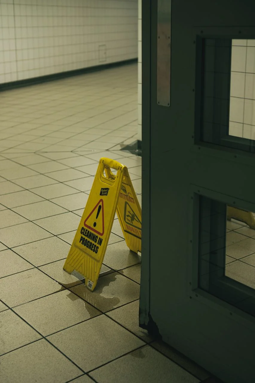 Inside wet floor corridor